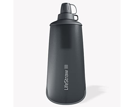 LifeStraw® Peak Series 1 L. Collapsible Squeeze Water Bottle Filter System - Dark Mountain Grey