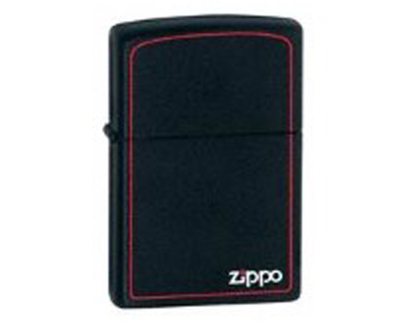 Zippo® Logo & Red Border Windproof Lighter - Black Matte 