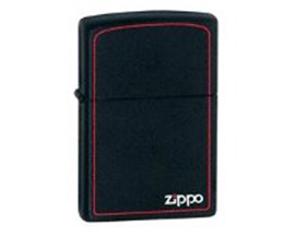 Zippo® Logo & Red Border Windproof Lighter - Black Matte 