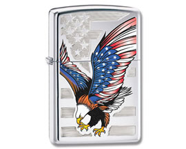 Zippo® Windproof Polish Chrome Lighter - Patriotic Eagle Flag High