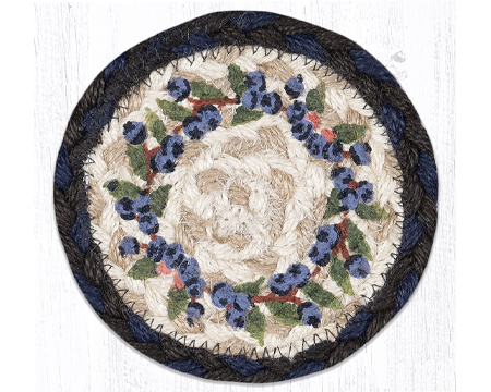Set of 4 Braided Coasters in Blueberry Vine Design