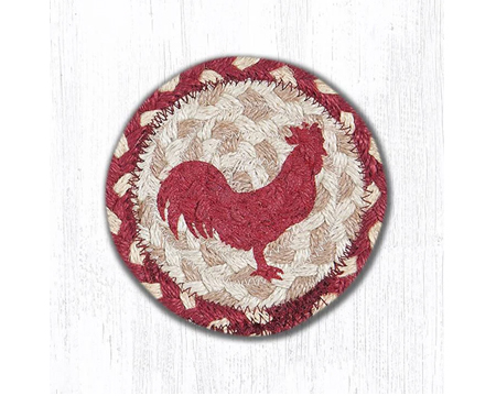 Red Rooster Design Braided Coasters 