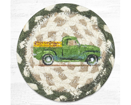 Vintage Green Truck Braided Coaster