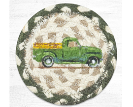 Vintage Green Truck Braided Coaster