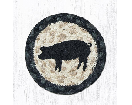 Pig Silhouette Braided Coaster Set