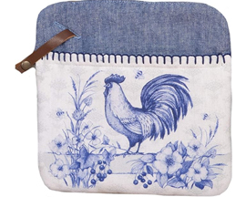 Pocket Oven Mitt - Blue and White Rooster