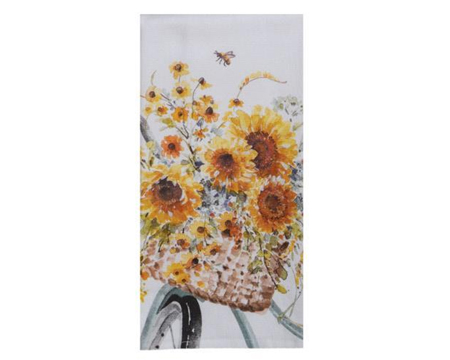 Hand Towel - Sunflowers & Bicycle