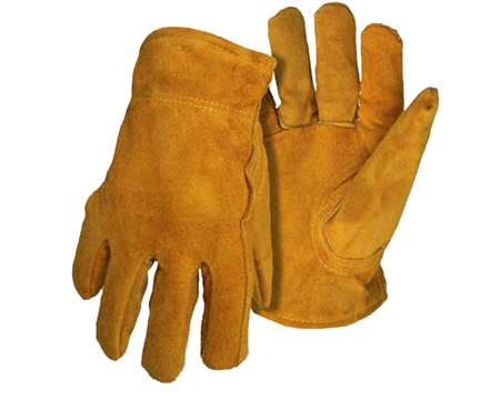 Men's Pile Lined Split Leather Driver Work Gloves - Large