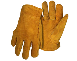Men's Pile Lined Split Leather Driver Work Gloves - Large