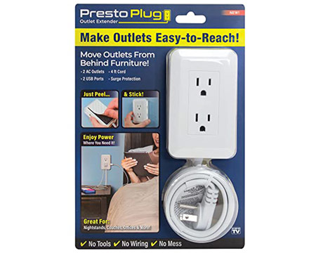 Presto Plug® Deluxe Power Outlet Relocator Cord - 2 Pack