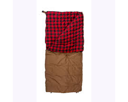 Stansport® Reversible Fleece Sleeping Bag - Tan w/ Red Plaid