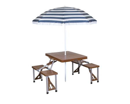 Stansport® Folding Camp Table w/ Umbrella - Brown