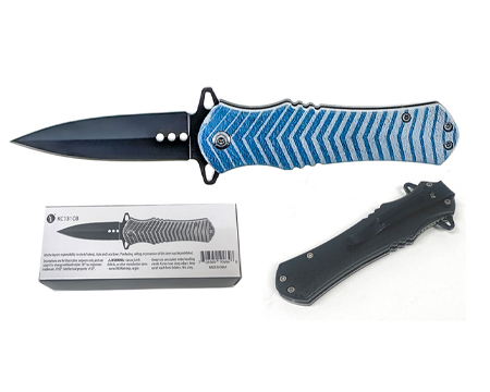 Blue And White Drop Point Knife