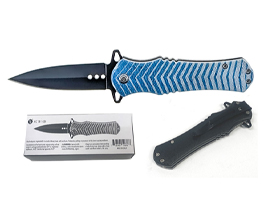 Blue And White Drop Point Knife