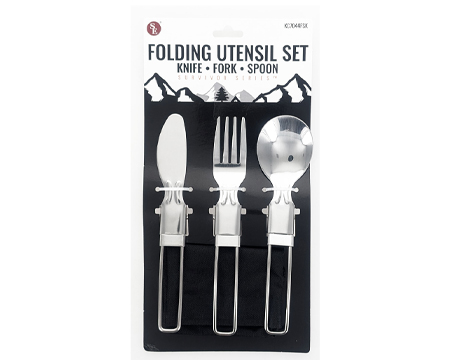 3 Pc Stainless Steel Folding Utensils