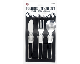 3 Pc Stainless Steel Folding Utensils