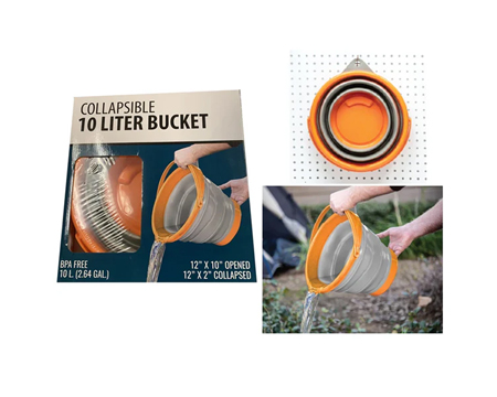 Collapsible Orange/Gray Bucket