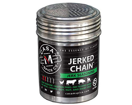 Casa Spice Co&reg; 5 oz.  Jerked Chain Jerk Seasoning Rub Stainless Steel Shaker