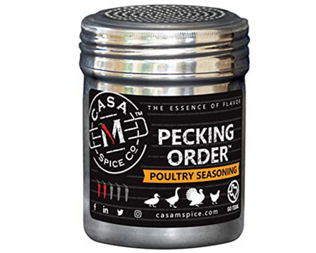 Casa Spice Co&reg; 5 oz.  Pecking Order Poultry Seasoning Stainless Steel Shaker