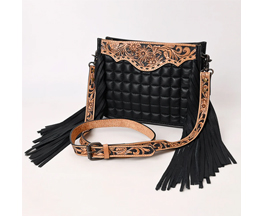 American Darling Western Tooled Leather Handbag with Fringe