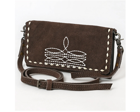 American Darling Western Suede Leather Crossbody Bag - Brown