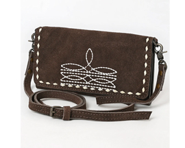 American Darling Western Suede Leather Crossbody Bag - Brown