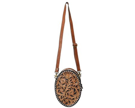 American Darling Genuine Leather Oval Canteen Handbag 