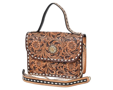American Darling Hand Tooled Genuine Leather Crossbody Western Handbag