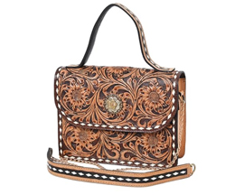American Darling Hand Tooled Genuine Leather Crossbody Western Handbag