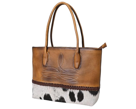 American Darling Hair On Full Grain Genuine Leather Tote