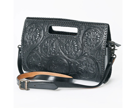 American Darling Hand Tooled Genuine Leather Handbag - Black