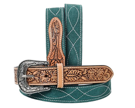 American Darling Women's Large Suede Leather Belt - Green