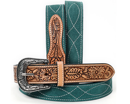 American Darling Women's Medium Suede Leather Belt - Green