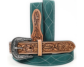 American Darling Women's Medium Suede Leather Belt - Green