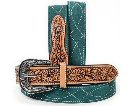 American Darling Small Suede Leather Belt - Green