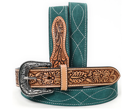 American Darling XL Suede Leather Belt - Green