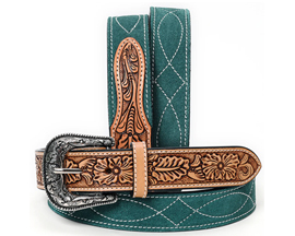American Darling XL Suede Leather Belt - Green