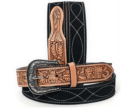 American Darling Large Suede Leather Belt - Unisex Black