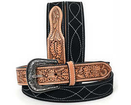 American Darling Large Suede Leather Belt - Unisex Black