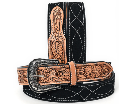 American Darling Medium Suede Leather Belt - Unisex Black