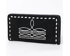 American Darling Western Suede Leather Wallet - Black