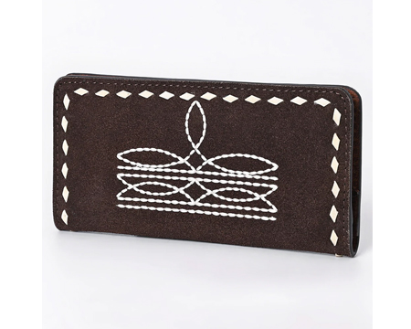 American Darling Western Suede Leather Wallet - Brown