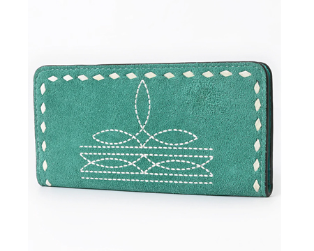 American Darling Western Suede Leather Wallet - Green