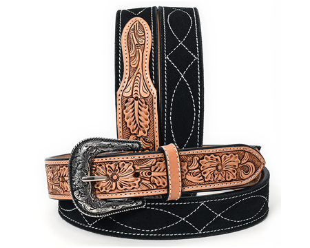 American Darling Small Suede Leather Belt in Unisex Black at Smith and Edwards