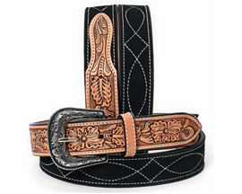 American Darling Small Suede Leather Belt in Unisex Black at Smith and Edwards