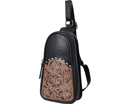 American Darling Western Tooled Genuine Leather Sling Bag