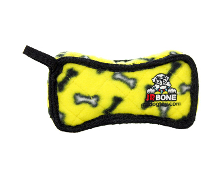 Tuffy® Jr Bone 2 Print Durable Plush Dog Toy - Yellow