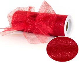 Red Glitter Tulle - 6" x 10 yards
