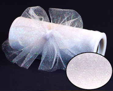 White Glitter Tulle - 6" x 10 yards