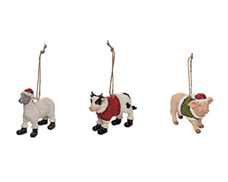 Farm Animal Ornament Asst